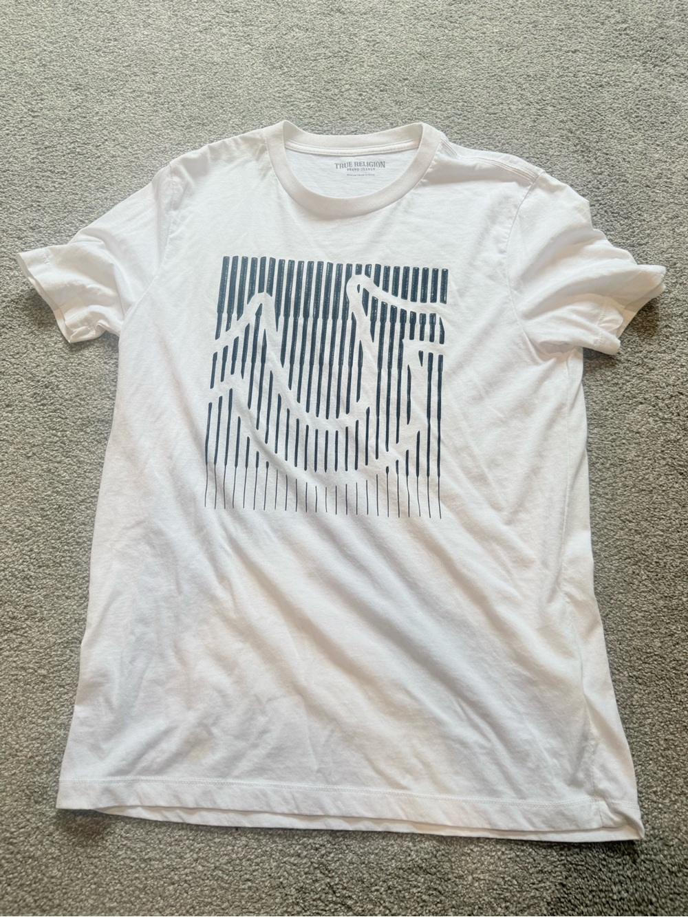 True Religion White Tee with Navy Optical Logo